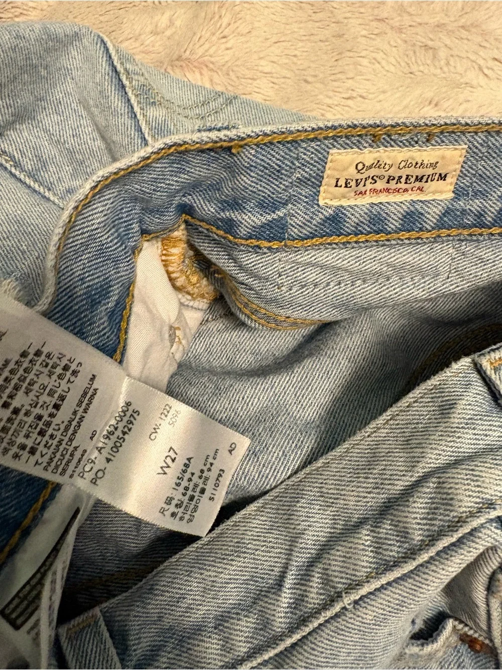 Levi's 501 Light Blue Distressed High-Rise Jean Shorts - Picture 4 of 4